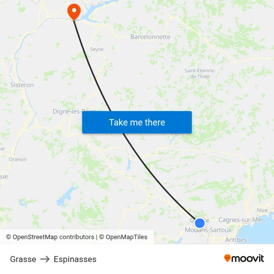 Grasse to Espinasses map