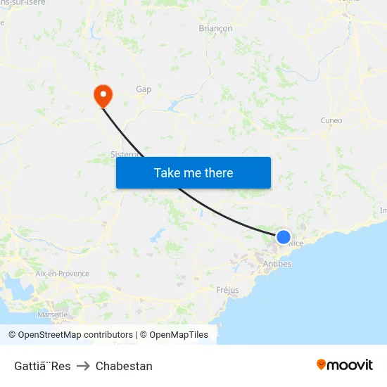 Gattiã¨Res to Chabestan map