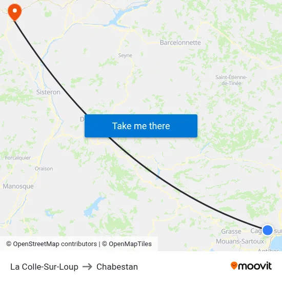 La Colle-Sur-Loup to Chabestan map