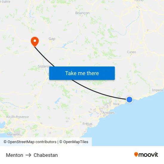 Menton to Chabestan map