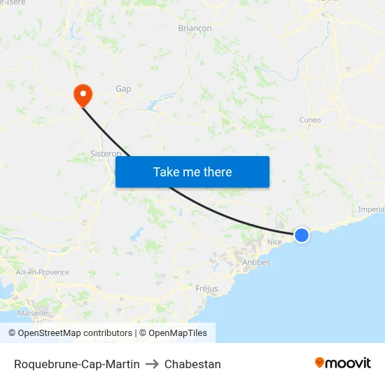 Roquebrune-Cap-Martin to Chabestan map