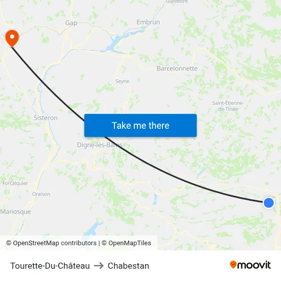 Tourette-Du-Château to Chabestan map