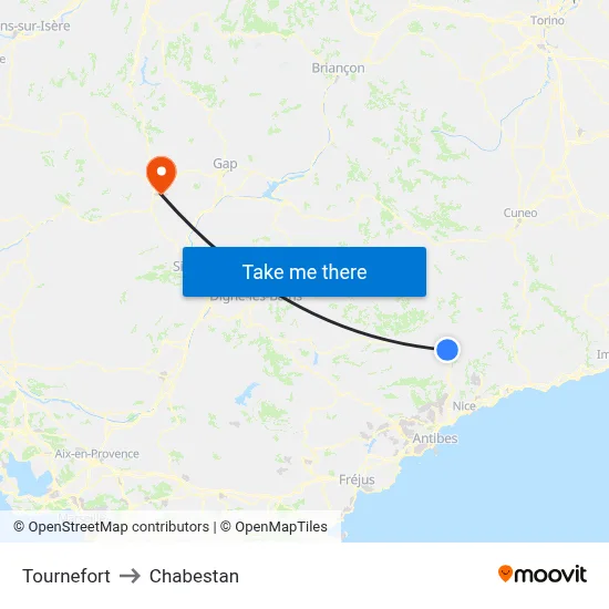 Tournefort to Chabestan map