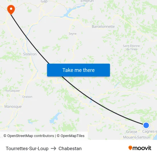 Tourrettes-Sur-Loup to Chabestan map