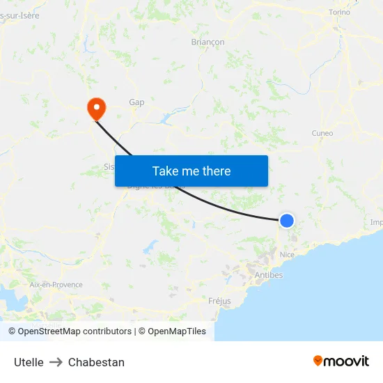Utelle to Chabestan map