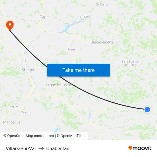 Villars-Sur-Var to Chabestan map