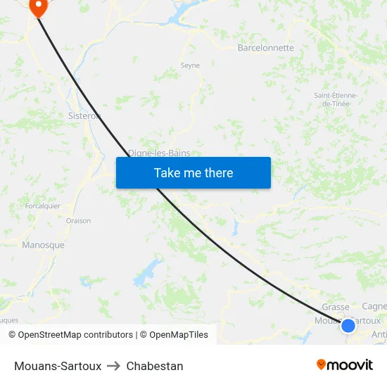 Mouans-Sartoux to Chabestan map