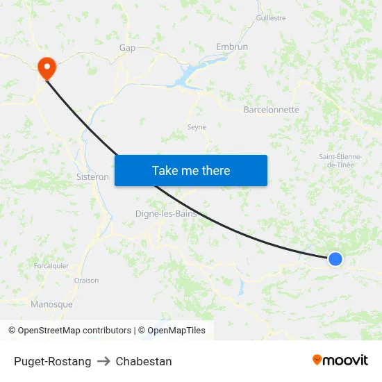 Puget-Rostang to Chabestan map
