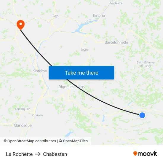 La Rochette to Chabestan map