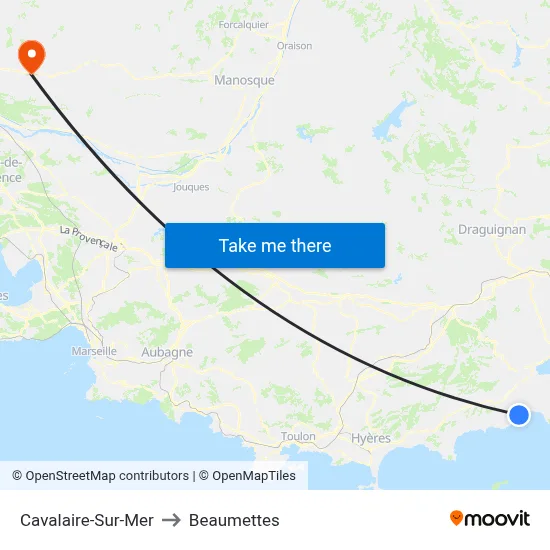 Cavalaire-Sur-Mer to Beaumettes map