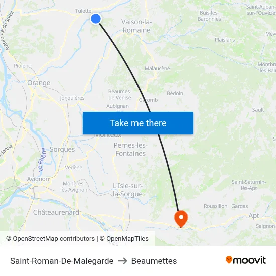 Saint-Roman-De-Malegarde to Beaumettes map