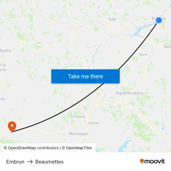 Embrun to Beaumettes map