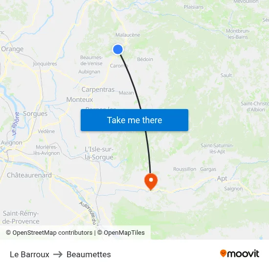 Le Barroux to Beaumettes map