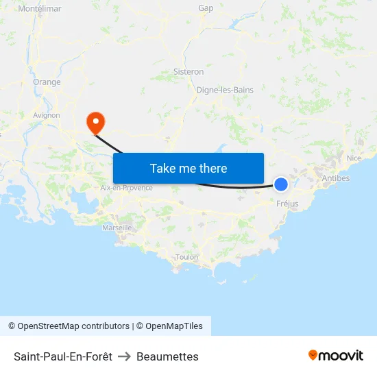 Saint-Paul-En-Forêt to Beaumettes map