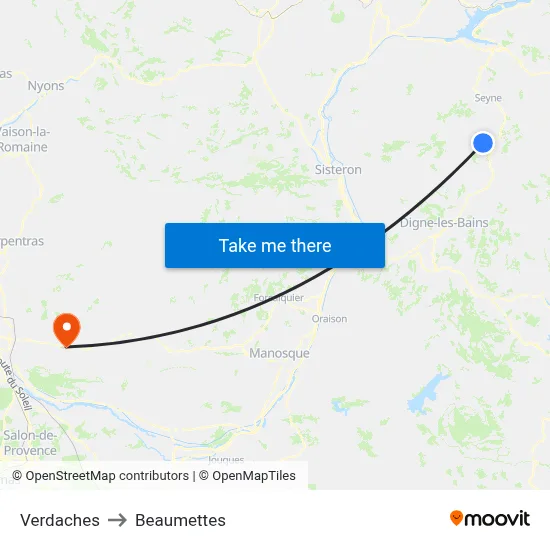 Verdaches to Beaumettes map