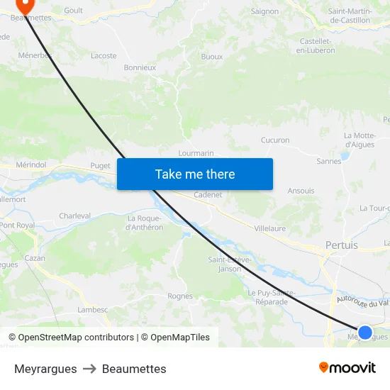 Meyrargues to Beaumettes map