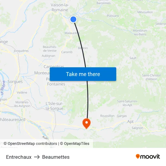 Entrechaux to Beaumettes map
