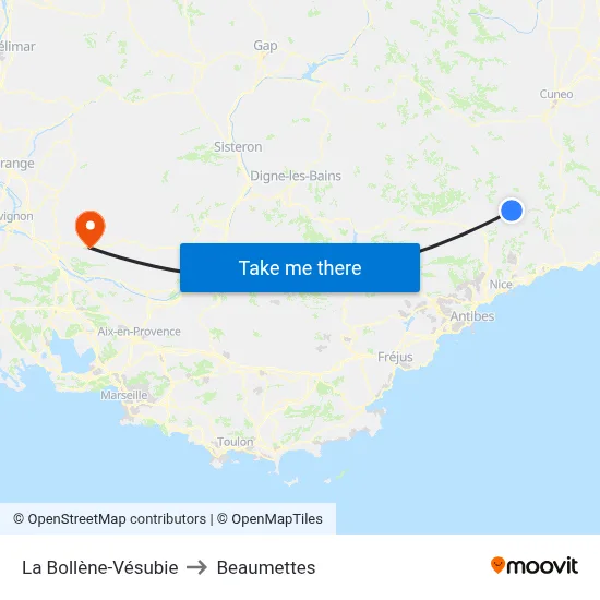 La Bollène-Vésubie to Beaumettes map