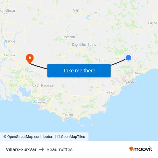 Villars-Sur-Var to Beaumettes map