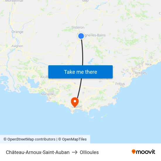 Château-Arnoux-Saint-Auban to Ollioules map