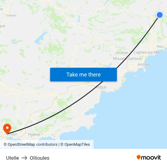 Utelle to Ollioules map