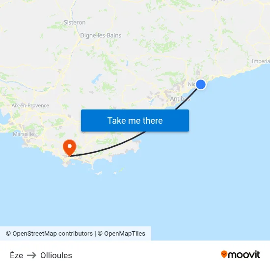 Èze to Ollioules map
