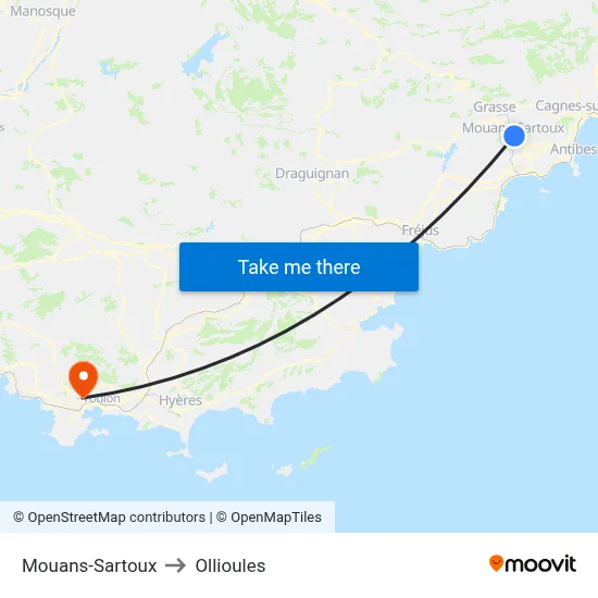 Mouans-Sartoux to Ollioules map