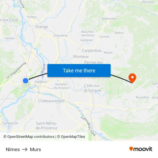 Nîmes to Murs map