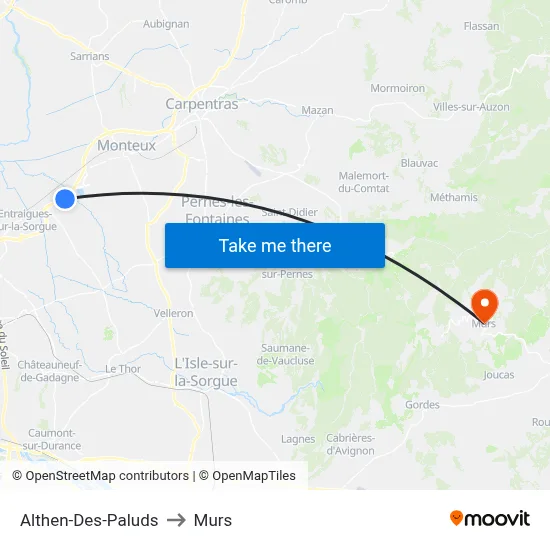 Althen-Des-Paluds to Murs map