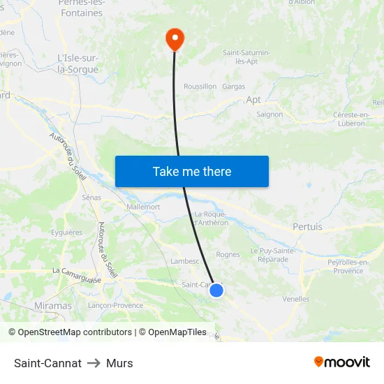 Saint-Cannat to Murs map