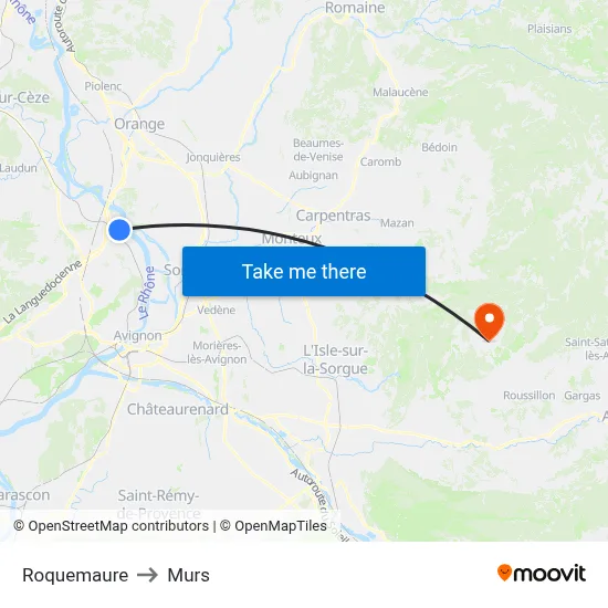 Roquemaure to Murs map