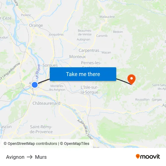 Avignon to Murs map
