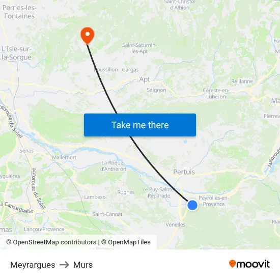 Meyrargues to Murs map