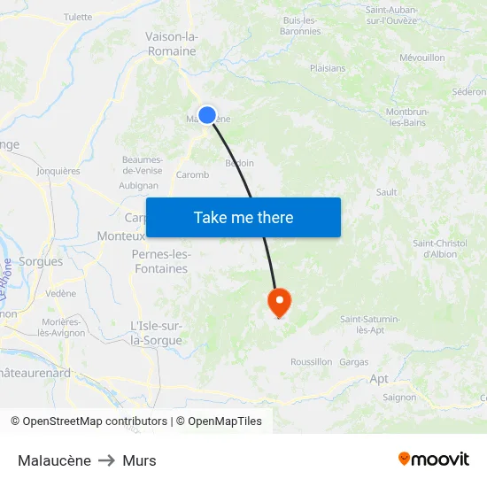 Malaucène to Murs map