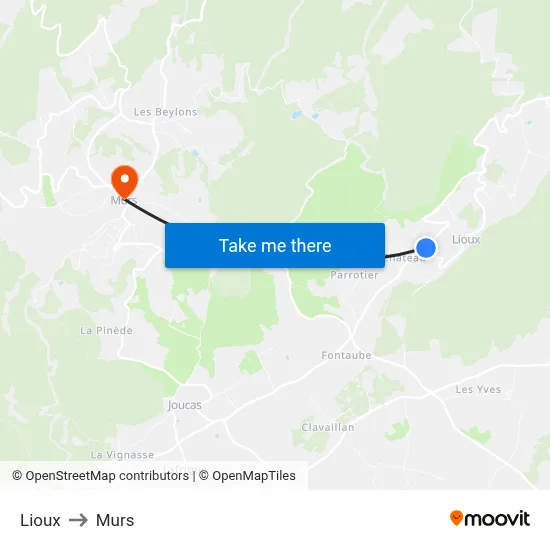 Lioux to Murs map
