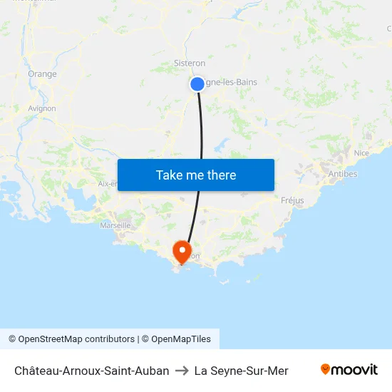 Château-Arnoux-Saint-Auban to La Seyne-Sur-Mer map