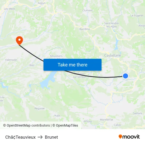 Chã¢Teauvieux to Brunet map