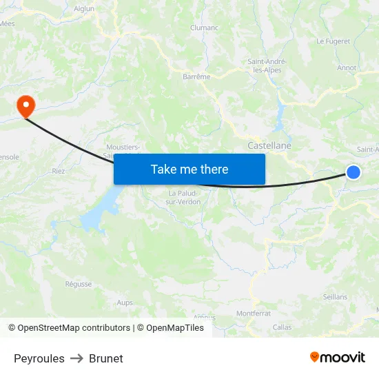 Peyroules to Brunet map