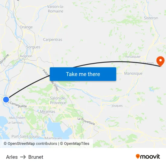 Arles to Brunet map