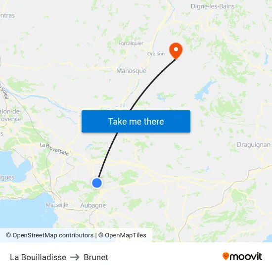 La Bouilladisse to Brunet map