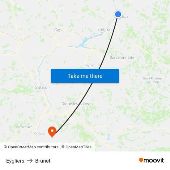 Eygliers to Brunet map