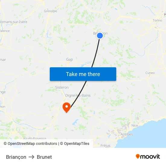 Briançon to Brunet map
