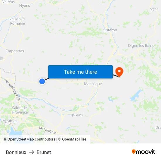Bonnieux to Brunet map