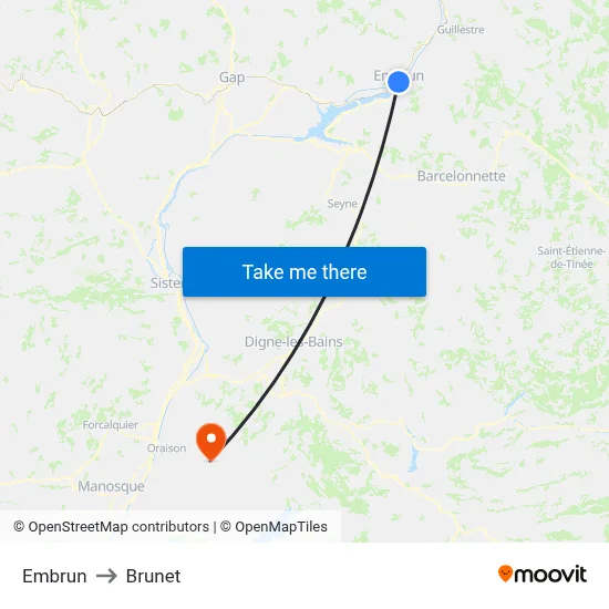 Embrun to Brunet map