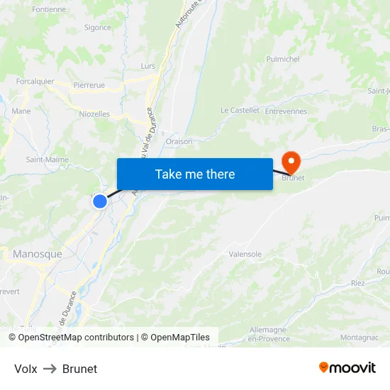 Volx to Brunet map