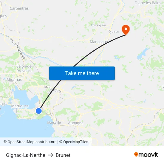 Gignac-La-Nerthe to Brunet map
