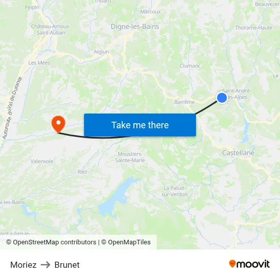 Moriez to Brunet map