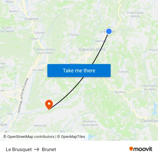 Le Brusquet to Brunet map
