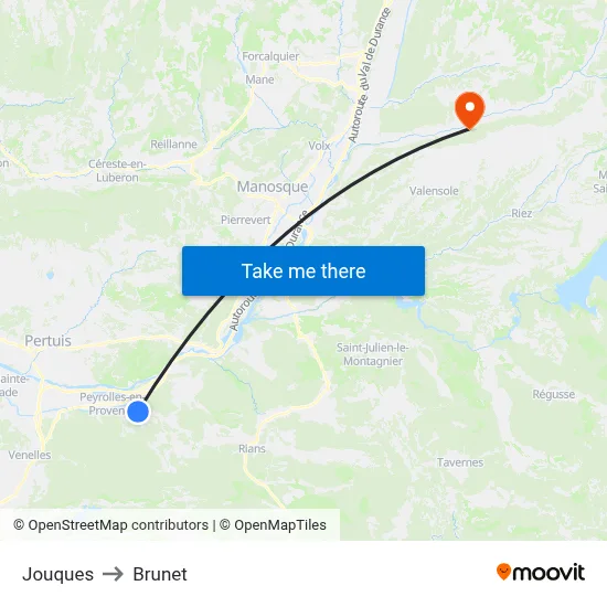 Jouques to Brunet map
