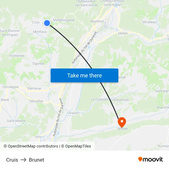 Cruis to Brunet map